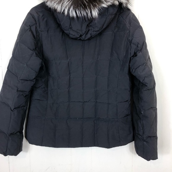 Post Card Black Quilted Puffer Down Jacket W/ Fur Hood Sz M - Picture 12 of 16